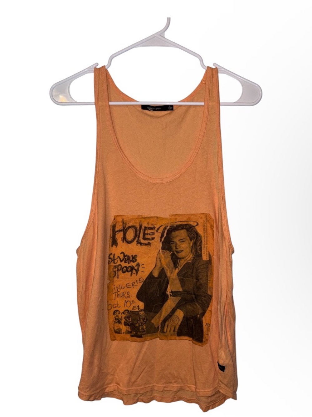 Obey Hole Band Graphic Tank Too Size Large New 90s Courtney Love